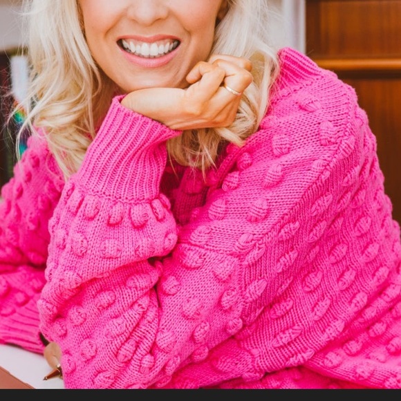 Lou & Grey Sweaters - Lou & Grey Sweater - fuchsia pink oversized Pom textured crew neck